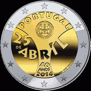 Portugal 2 euro 2014 40 jaar sinds de Anjerrevolutie UNC